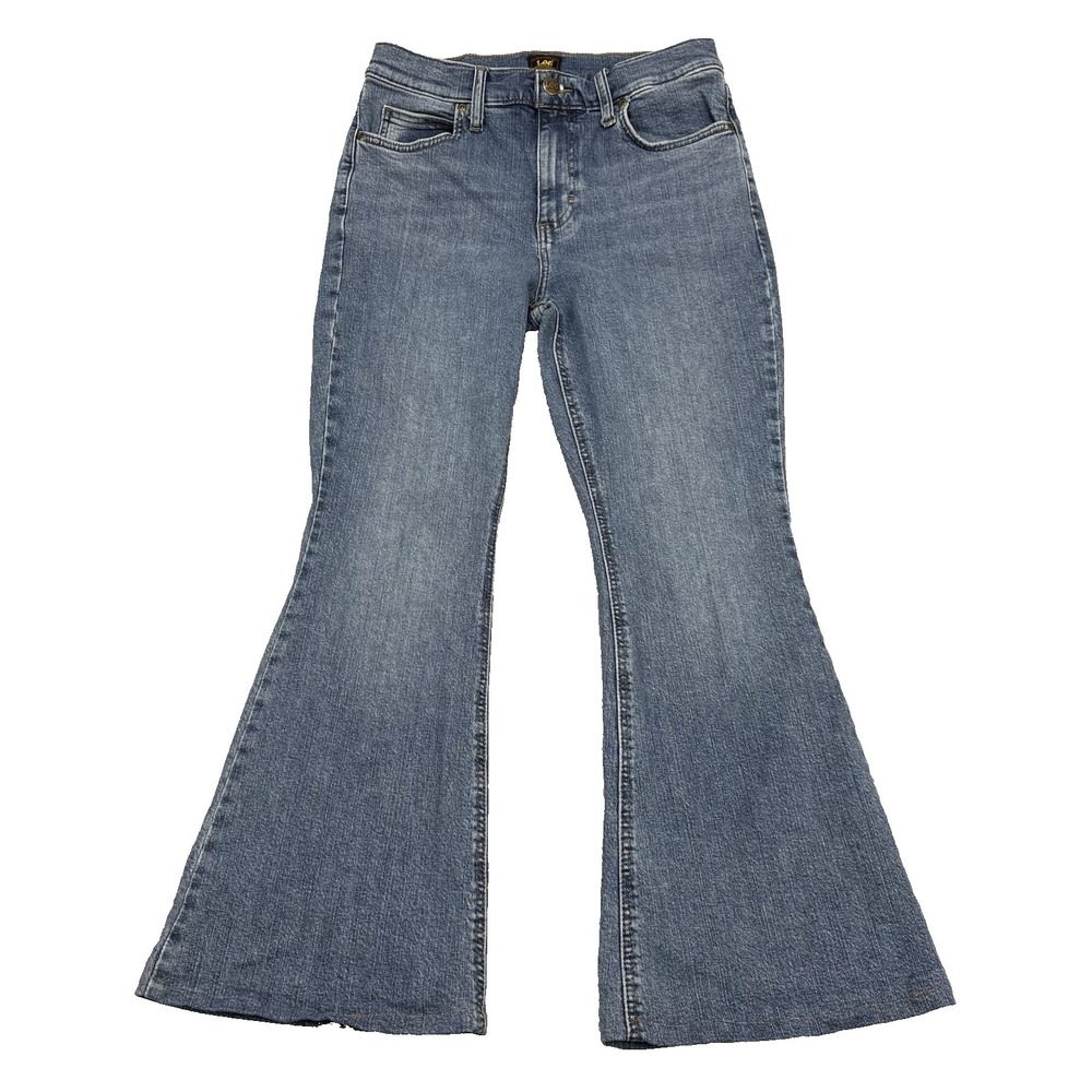 Lee‎ Legendary Flare Jeans Womens 10 Short Mid Rise Stretch Denim Medium Wash